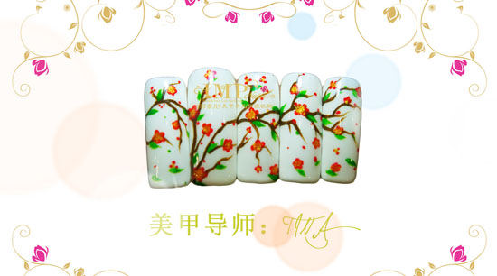 ylzx美甲导师Tina美甲作品：桃花幽梦