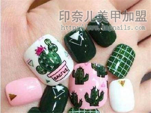仙人掌,美甲,美甲款式